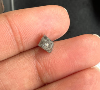 1.11CTW/6.8mm Natural Grey/Black Salt And Pepper Rough Raw Octahedron Diamond Loose Conflict Free Earth Mined Diamond Crystal, DDS774/21