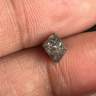 1.11CTW/6.8mm Natural Grey/Black Salt And Pepper Rough Raw Octahedron Diamond Loose Conflict Free Earth Mined Diamond Crystal, DDS774/21