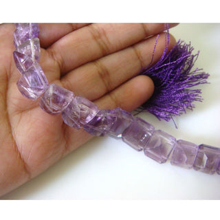 Fancy Shaped Amethyst Beads, 12mm To 13mm Faceted Pyramid Shape Amethyst Beads, 8 Inch Strand, 21 Pieces