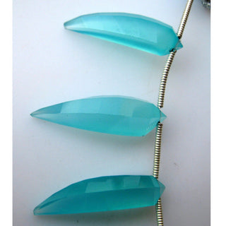 5 Pieces Aqua Chalcedony Blue Chalcedony Briolette Beads Horn Necklace Faceted Gemstones 7x25mm To 7x30 Each SKU-MS34