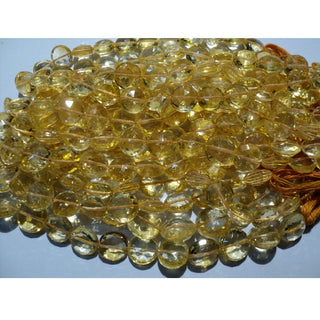 Natural Yellow Citrine Micro Faceted Coin Beads - 10mm Each - Half Strand 5 Inches - 13 Pieces Approx