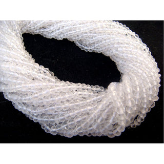 Quartz Crystal Rondelles, 3.5mm Micro Faceted Wholesale Gemstone, 13 Inch Strand, Sold As 1 Strand/50 Strands, SKU-WS039