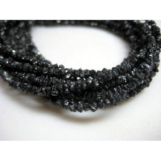 2mm To 3mm Black Raw Rough Uncut Diamond Beads Loose, Heated Black Conflict Free Diamond Sold As 8 Inch/16 Inch/5 Strands, DDS773/18