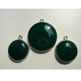 3 Piece Set of Green Onyx Bezel Gemstone Connectors, Green Onyx And Sterling Silver 3 Piece Set For Earrings And Pendant