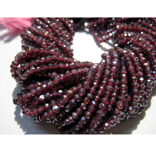 Garnet Gem Stone, Micro Faceted Coated Rondelle Beads, 3mm Beads, 13 Inch Strand, Wholesale Beads