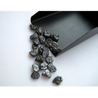 2 Pieces 5mm Each Black Rough Raw Uncut Diamond Loose, Wholesale Raw Diamond For Jewelry