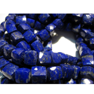 AAA Lapis Lazuli Box Shaped, Gemstone Supplies, Faceted Beads - 9mm Each - 8 Inch Strand - 30 Pieces Approx
