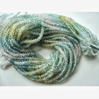 Aquamarine Rondelles, Multi Aquamarine Beads, Micro Faceted Aquamarine Beads,4mm Beads, 13 Inch Strand