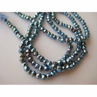 Blue Pyrite Micro Faceted Coated Rondelle Beads, 3.5mm Wholesale Beads, 13 Inch Strand, Sold As 1 Strand/5 Strand/50 Strands, GFJP