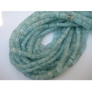 Aquamarine Rondelle Beads - Aquamarine Plain Tyre Rondelles - 4.5mm To 5mm Each - 13 Inch Strand