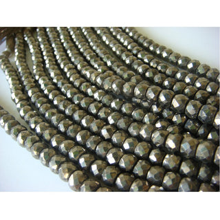 Pyrite Beads, Natural Pyrite Faceted Rondelle Beads - 8 Inch Strand - 7.5mm Approx