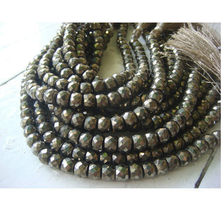 Pyrite Beads, Natural Pyrite Faceted Rondelle Beads - 8 Inch Strand - 7.5mm Approx