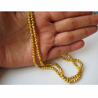 13 Inch Strand 3.5mm Wholesale Gold Coated Pyrite Micro Faceted Coated Rondelle Beads, Sold As 1 Strand/5 Strand/50 Strands, WS295