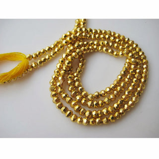 13 Inch Strand 3.5mm Wholesale Gold Coated Pyrite Micro Faceted Coated Rondelle Beads, Sold As 1 Strand/5 Strand/50 Strands, WS295