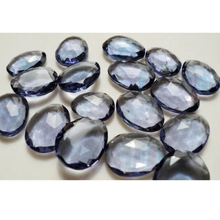 6 Pieces 14mm To 18mm Each Hydro Quartz Lab Created Iolite Colored Polki Rose cut Loose Cabochons RS14