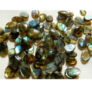 10 Pieces 9x13mm To 12x20mm Each Labradorite Rose Cut Flat Loose Cabochons RS17