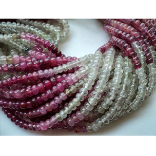 3.5mm Pink Sapphire White sapphire Multi Sapphire Rondelle Beads 13 Inch Strand