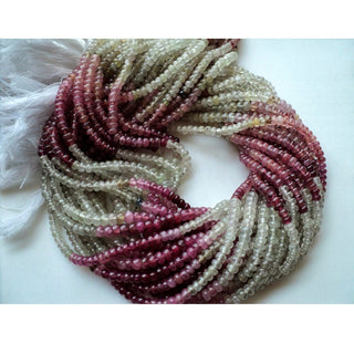 3.5mm Pink Sapphire White sapphire Multi Sapphire Rondelle Beads 13 Inch Strand