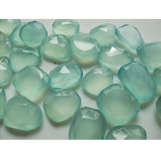 10 Pieces 15mm To 18mm Each Aqua Chalcedony Rose Cut Blue Color Flat Loose Cabochons RS3