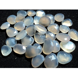 11 Pieces 20mm To 14mm Each Chalcedony Rose Cut Flat Grey Color Loose Cabochons RS9