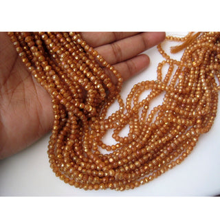 5 Strands Wholesale Mystic Coated Quartz Citrine Color Micro Faceted Rondelle Beads, 4mm Beads, 13 Inches Each