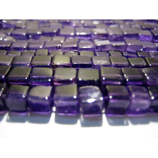 Natural Amethyst Smooth Box Beads, 4.5mm Amethyst Box Beads, 8 Inch Strand