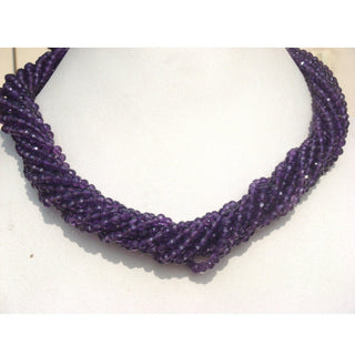 4mm Purple Color Amethyst Rondelle Beads, Micro Faceted Rondelles, 13 Inch Strand, Sold As 1 Strand/5 Strand