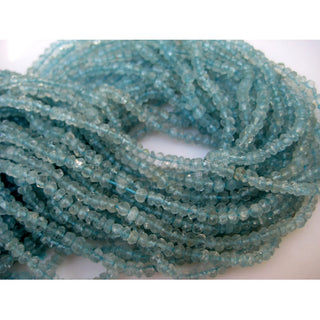 50 Strands Wholesale 4mm Aquamarine Faceted Rondelle Beads 13 Inch Strand WS043 - Rondelles Ovals & Rounds