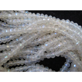 Micro Faceted Coated Crystal Quartz Rondelle Beads, 3mm Beads, microfaceted beads, 13 Inch Strand