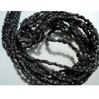 Black Rough Raw Diamond Tumbles Loose, Conflict Free Uncut Earth Mined Heated Black Diamond Beads, 3mm To 4mm Beads, 8/16 Inch, DDS773/12