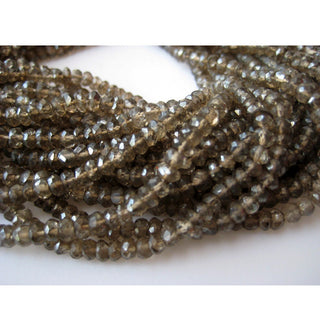 Smoky Quartz Color, Hydro Quartz Bead, Micro Faceted Rondelle Beads, 4mm Beads, 13 Inch Strand, Sold As 10 Strand/50 Strands