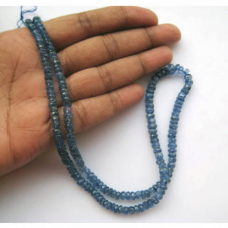 Kyanite Faceted Rondelle Beads, Light Ink Blue Kyanite, 3mm To 5mm Each, Sold As 9 Inch Half Strand/18 Inch Strand, GFJP