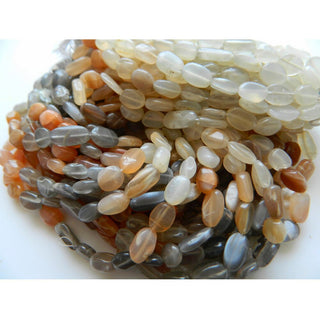 5 Strands Multi Moonstone Beads, Oval Beads, Gemstone Beads, Wholesale Gemstones, 7x10mm Each, 13 Inch Strands