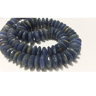 Sapphire German Cut Faceted Rondelles Disc Beads, Size 5mm To 14mm, 8 Inch Half Strand, 60 Pieces