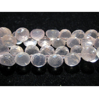 Rose Quartz Micro Faceted Onion Shaped Briolette Gemstone Beads 9mm Each, Sold As  4 Inch And 9 Inch