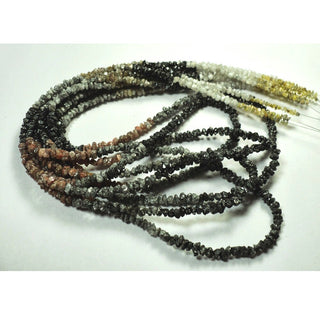 1.5mm To 3mm Black Grey Yellow Red Uncut Conflict Free Diamond Beads, Natural Raw Rough Diamond Beads Loose, 8 Inch/16 Inch, DDS773/2