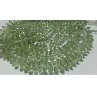 Green Amethyst Beads, Spacer Beads, Disc Beads, Faceted Amethyst Beads, 60 Pieces, 7mm To 9mm Beads, 8 Inch half Strand
