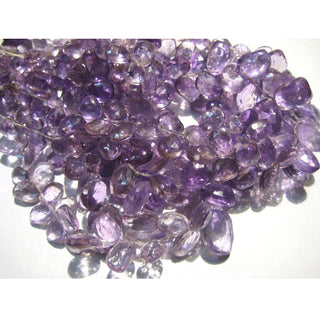 Pink Amethyst Faceted Fancy Leaf Shaped Briolette Beads, 7mm To 14mm Amethyst Fancy Shaped Briolettes, 5 Inch Half Strand