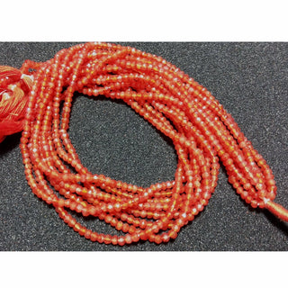 Carnelian Beads, Micro Faceted Beads, Coated Carnelian Beads, Rondelle Beads, Wholesale gemstones, 3mm Beads, 13 Inch Strand.