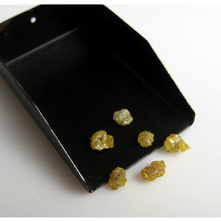 1 Piece 5mm to 6mm Each Yellow Drilled Raw Diamond Loose, Natural Rough Raw Uncut Diamond For Jewelry