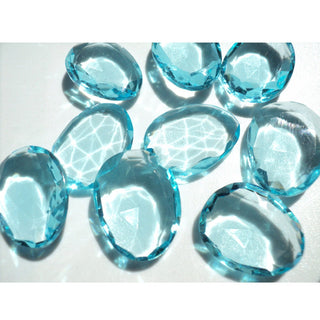 5 Pieces 13x17mm To 14x19mm Each Hydro Quartz Faceted Rose Cut Aquamarine Colored Flat Loose Cabochons GFJ771