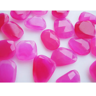 6 Pieces 12mm To 18mm Each Hot Pink Chalcedony Faceted Rose Cut Flat Back Pink Color Loose Cabochons RS7