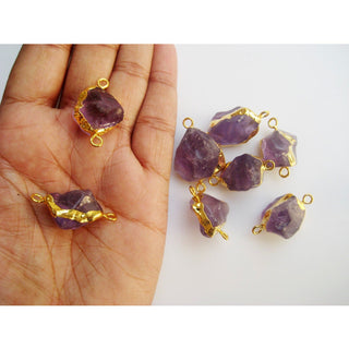 Amethyst Connectors, Gemstone Connectors, Raw Amethyst Connectors, 5 Pieces, 22mm To 25mm Approx