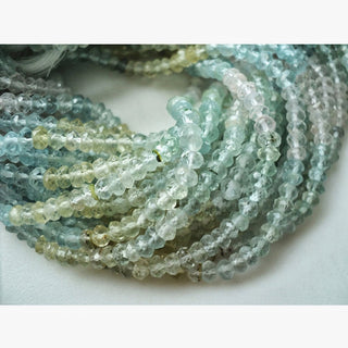 Aquamarine Rondelles, Multi Aquamarine Beads, Micro Faceted Aquamarine Beads,4mm Beads, 13 Inch Strand