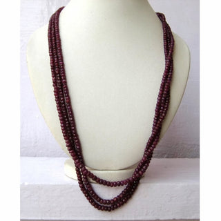 Ruby Beads, Micro Faceted Rondelle Beads, 5mm To 3mm Beads, 3 Strands, 19 Inches To 21 Inches Each