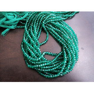 Coated Quartz Bead, Emerald Green Color, Micro Faceted Rondelle Beads, 4mm Beads, 13 Inch Strand