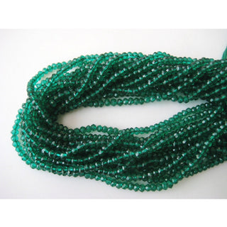 Coated Quartz Bead, Emerald Green Color, Micro Faceted Rondelle Beads, 4mm Beads, 13 Inch Strand