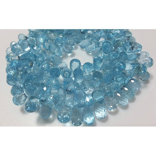 Natural Blue Topaz Tear Drop Beads, Faceted Gemstones Beads, 4x6mmEach, 18 Pieces