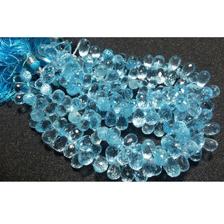 Natural Blue Topaz Tear Drop Beads, Faceted Gemstones Beads, 4x6mmEach, 18 Pieces