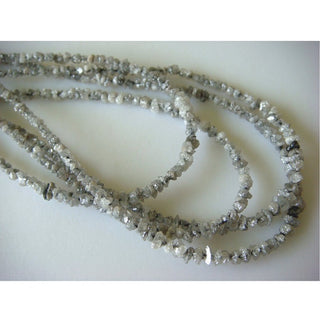 2mm To 3mm Natural Grey Raw Uncut Diamond Beads, Grey Earth Mined Rough Diamond Beads, Sold As 4 Inch/8 Inch/16 Inch Strand, DDS773/23